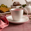 Jogo 6 Xicaras de Cha Porcelana com Pires Birds Branco 200ml