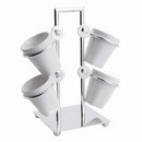 Jogo Xícaras De Café Porcelana Com Suporte Prata 75ml Luxo 5 Peças