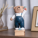 Figura Decorativa Urso com Avião Teddy Charm em Resina 22cm