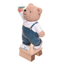 Figura Decorativa Urso com Avião Teddy Charm em Resina 22cm