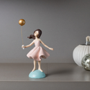 Figura Decorativa Boneca com Balão de Resina 22cm