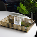 Bandeja de Metal Versalhes com Espelho Dourado 32cm