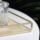 Bandeja Decorativa Toscana de Metal Dourado 30cm
