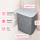 Cesto de Roupas Duplo Premium Cinza 90 Litros