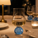 Jogo 6 Taças Base Esfera para Vinho Azul e Transparente 440ml