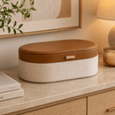 Caixa Decorativa em MDF e PU Marrom e Bege 52cm