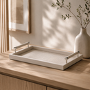 Bandeja Retangular em MDF e PU Cinza P 46cm