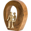 Escultura Casal Dourado em Madeira 22,5cm