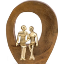 Escultura Casal Dourado em Madeira 22,5cm