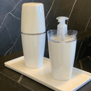 Jogo De Banheiro  Porta Escova e Porta Sabonete Liquido Tule Branco