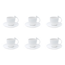 Jogo 6 Xicaras de Cha Porcelana com Pires Birds Branco 200ml