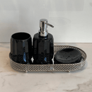 Kit Banheiro Conjunto Banho Fold Preto 3 Peças