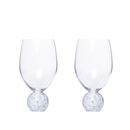 Jogo 2 Taças Base Esfera para Vinho Cristal e Marmore Branco 520ml