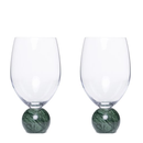 Jogo 2 Taças Base Esfera para Vinho Cristal e Marmore Verde 520ml