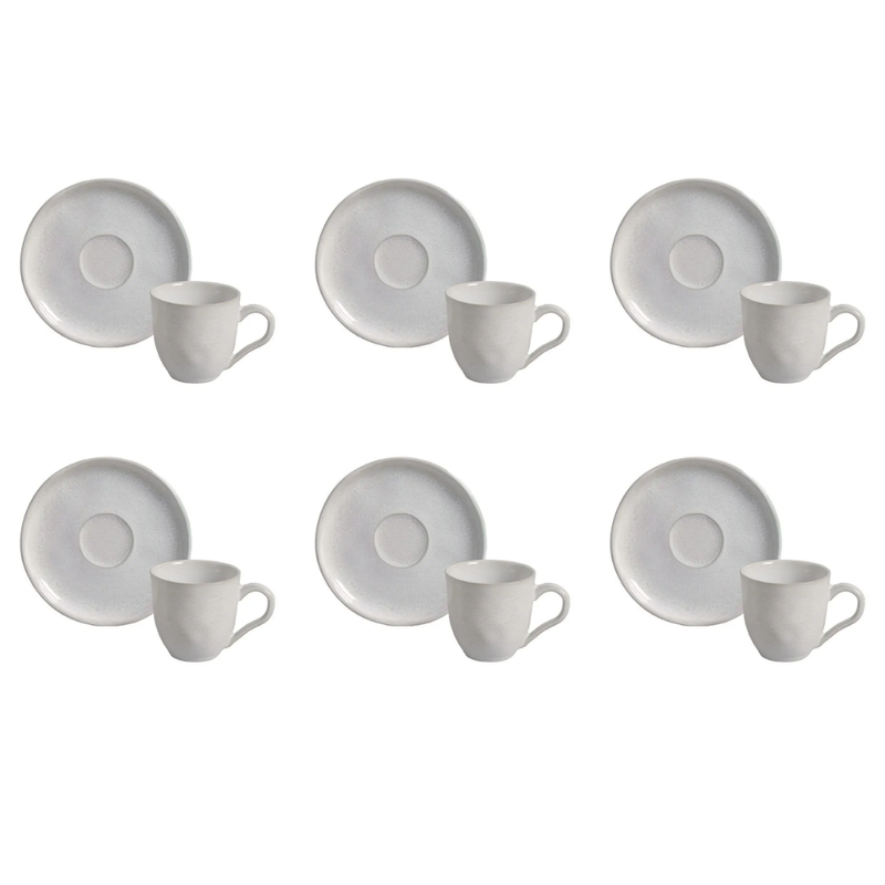 Jogo 6 Xícaras de Café com Pires Bio Luz de Cerâmica 120ml