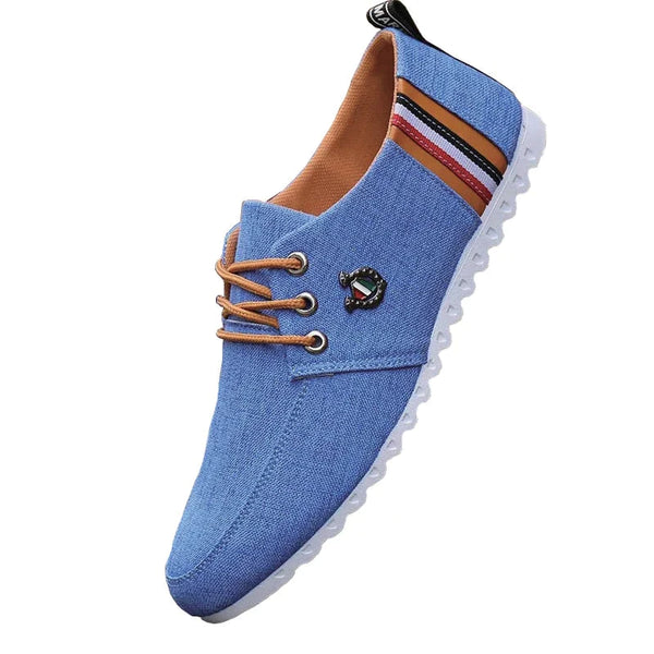 Sapato Casual Masculino Moderno Mocassim Azul, Cinza DN3 com Listras - Loja Continente